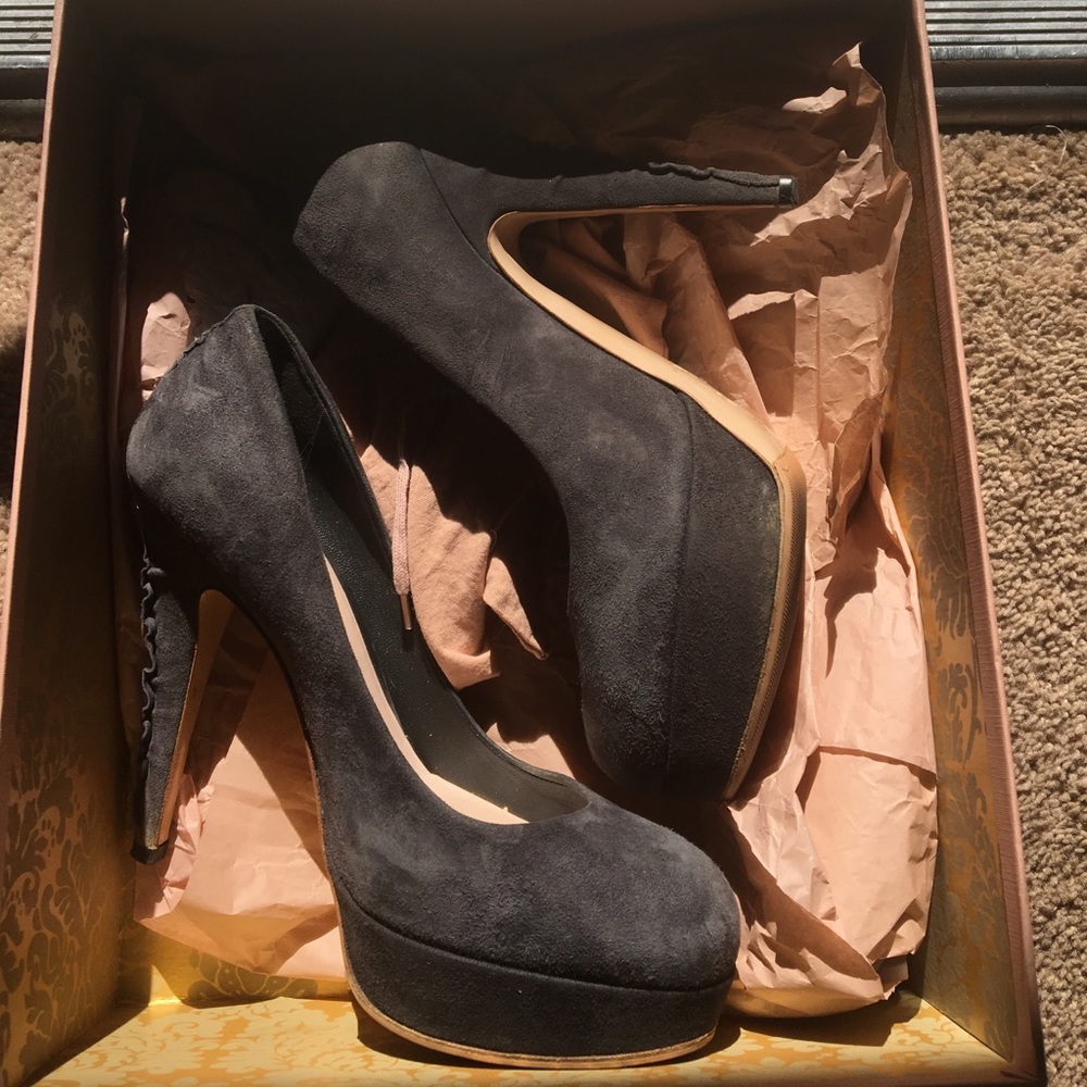 MIU MIU Gray Suede Heels